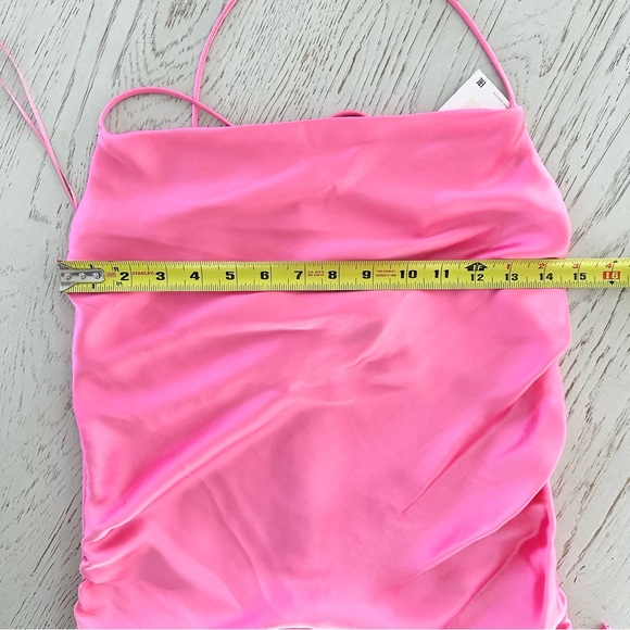 ZARA | NWT SEXY DRAPED SATIN EFFECT DRESS RUCHED TRF (HOT PINK) CRISS CROSS - Picture 11 of 16